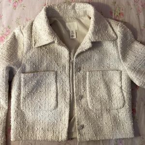 white tweed cropped blazer